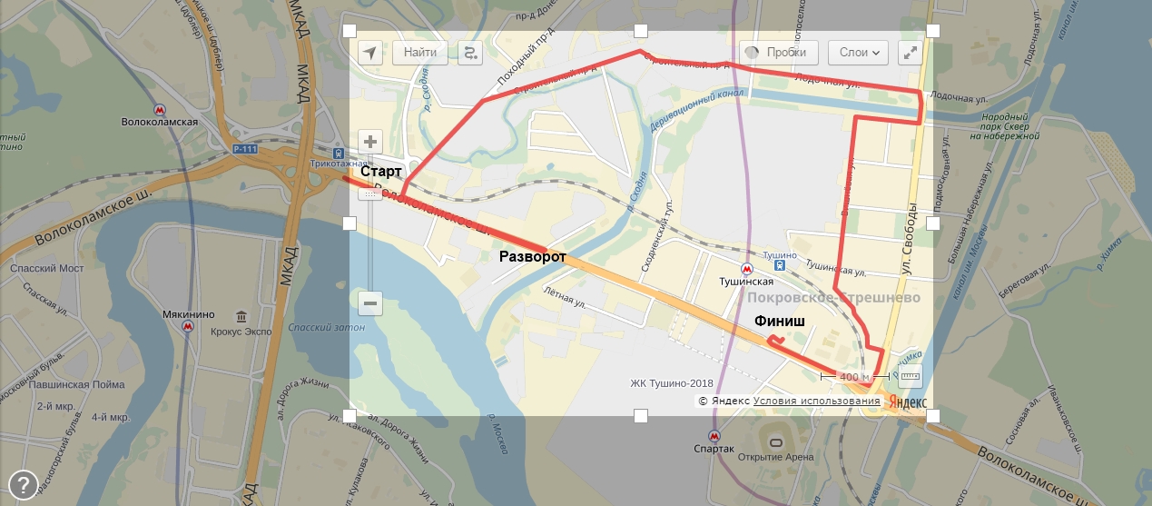 Схема объезда пробки у метро Тушинская